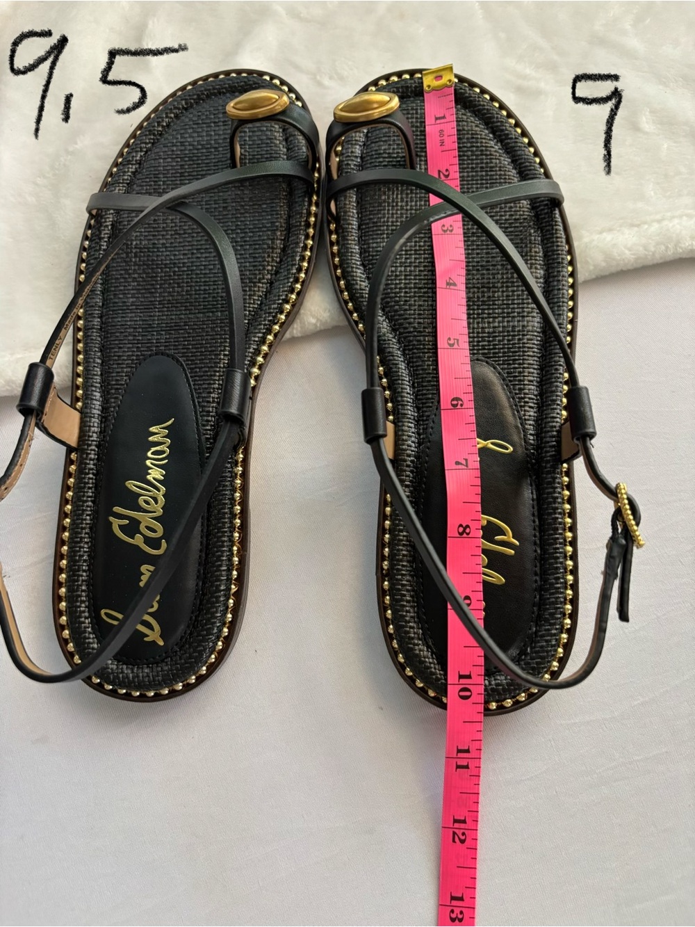 Sam Edelman Tenly Leather Strappy Sandal, Mismatched Pair, Black Size 9 & 9.5 - Picture 14 of 15